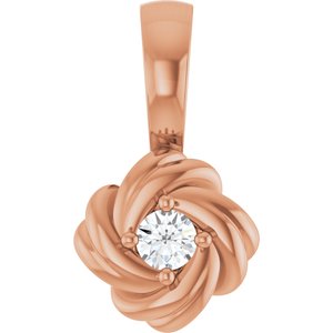 14K Rose Gold 1/10 CT Natural Diamond Knot Pendant