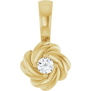 14K Yellow Gold 1/10 CT Natural Diamond Knot Pendant