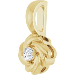 14K Yellow Gold 1/10 CT Natural Diamond Knot Pendant