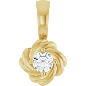 14K Yellow Gold 1/5 CT Natural Diamond Knot Pendant