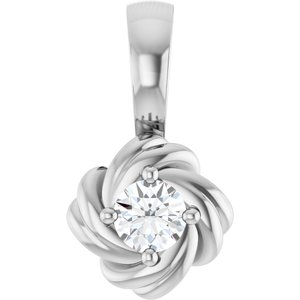 Platinum 1/5 CT Natural Diamond Knot Pendant