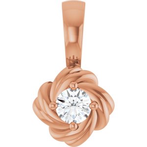 14K Rose Gold 1/5 CT Natural Diamond Knot Pendant