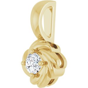 14K Yellow Gold 1/5 CT Natural Diamond Knot Pendant