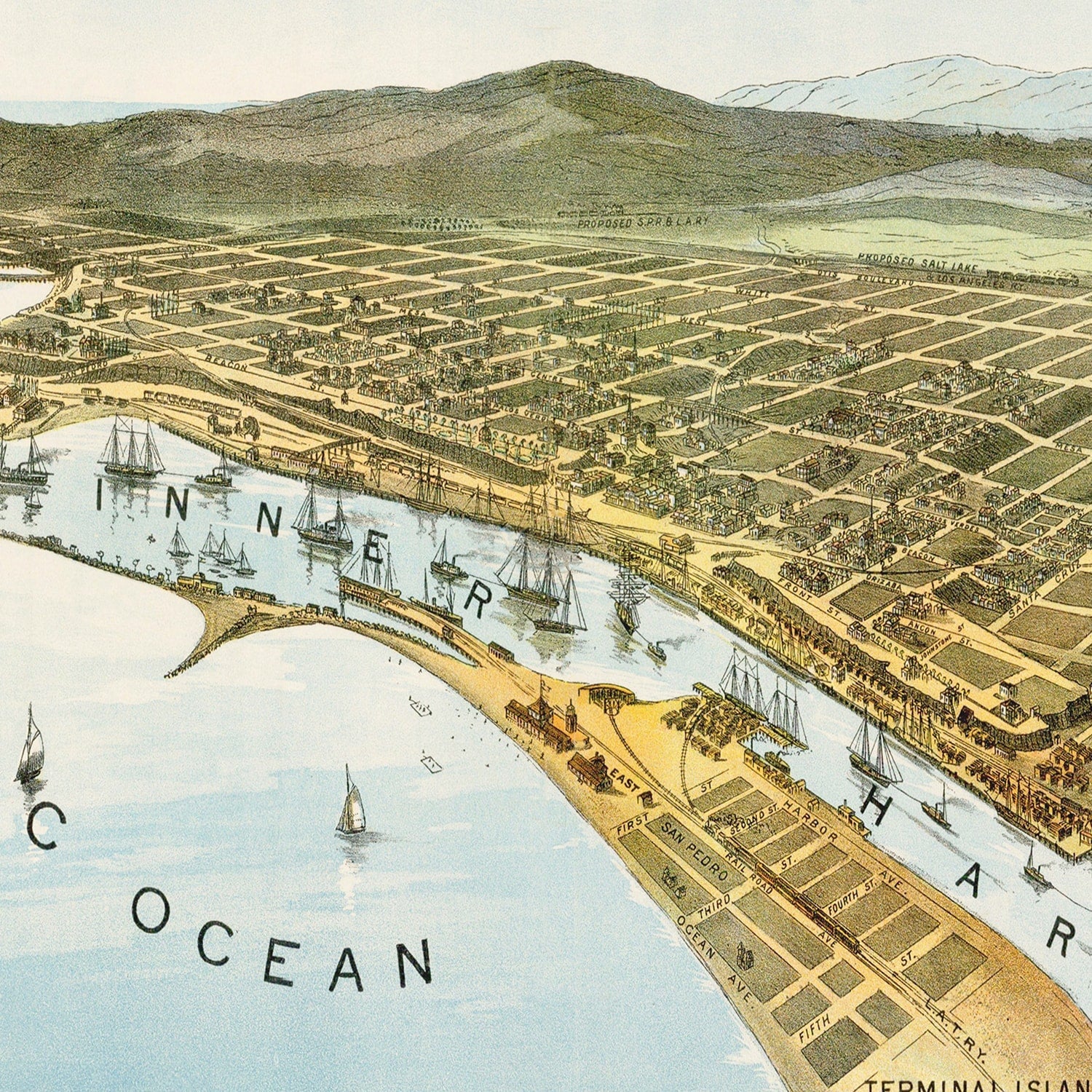 Vintage Map of San Pedro, California 1897