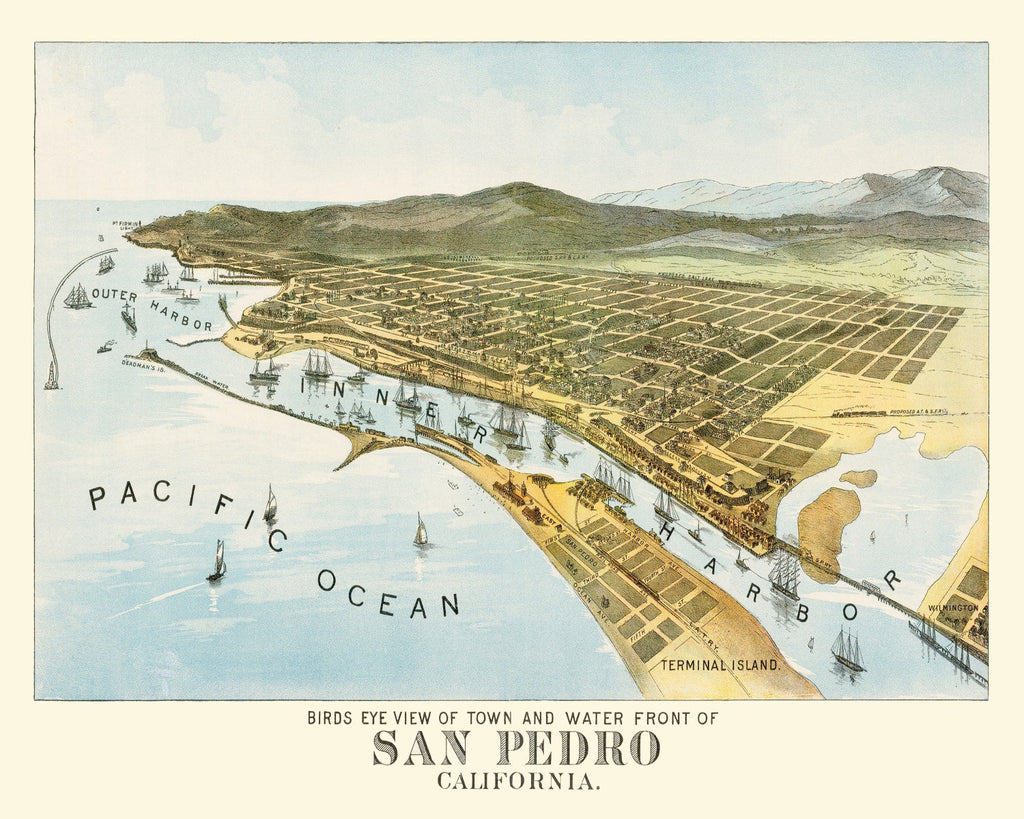 Vintage Map of San Pedro, California 1897