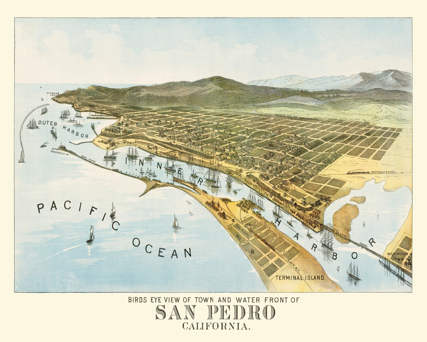 Vintage Map of San Pedro, California 1897