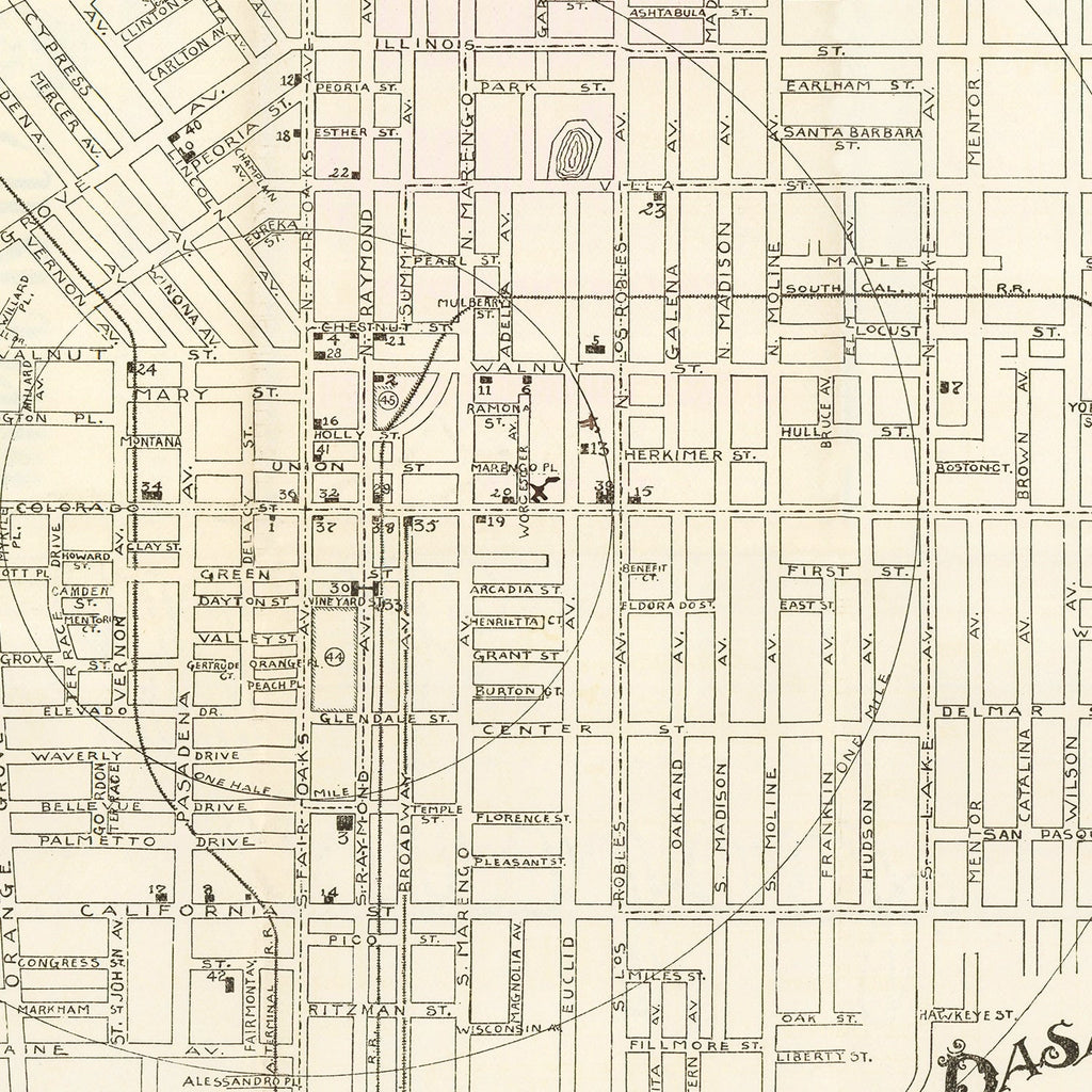 Vintage Map of Pasadena, California 1902
