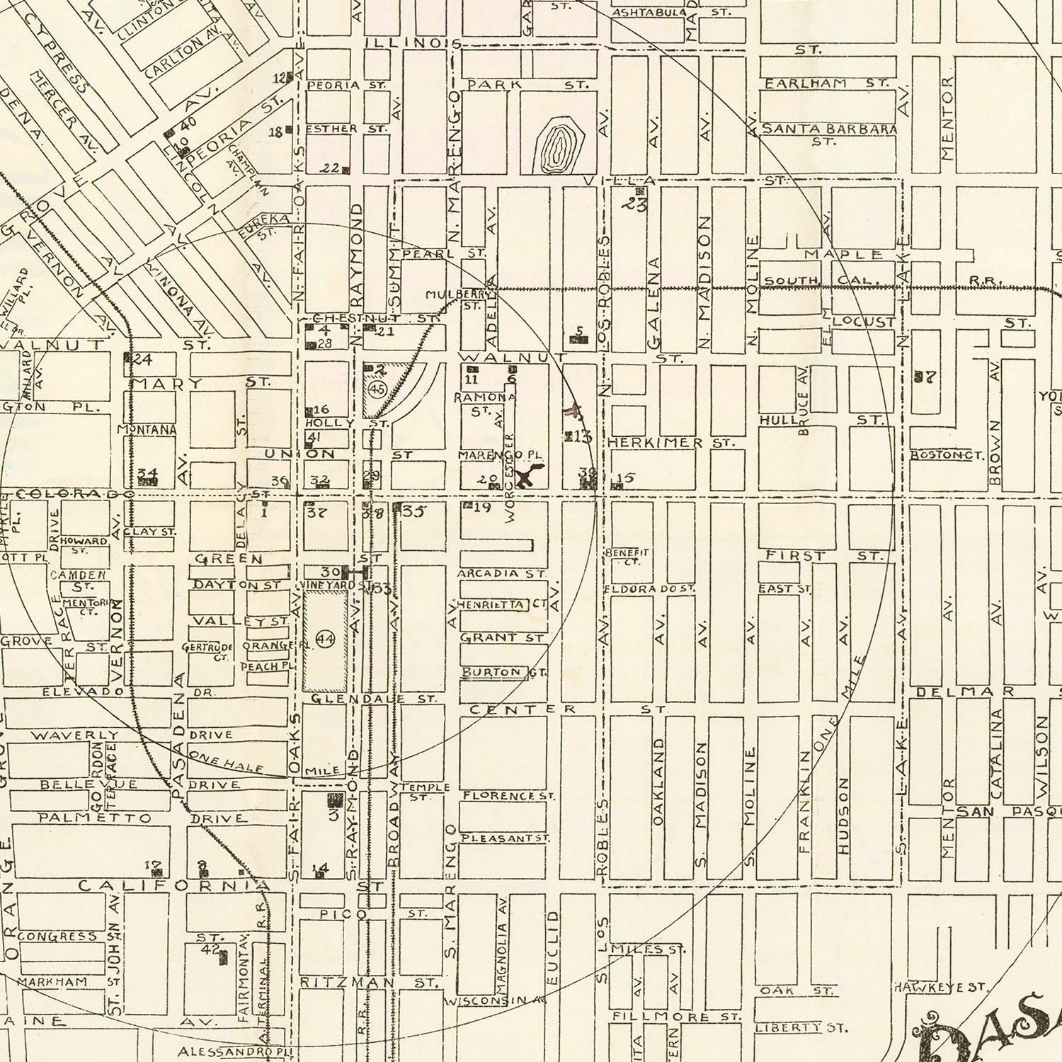 Vintage Map of Pasadena, California 1902