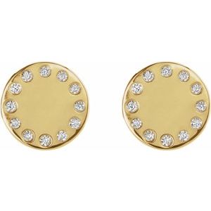14K Yellow Gold .05 CTW Natural Diamond Full Moon Phase Earring – image 3