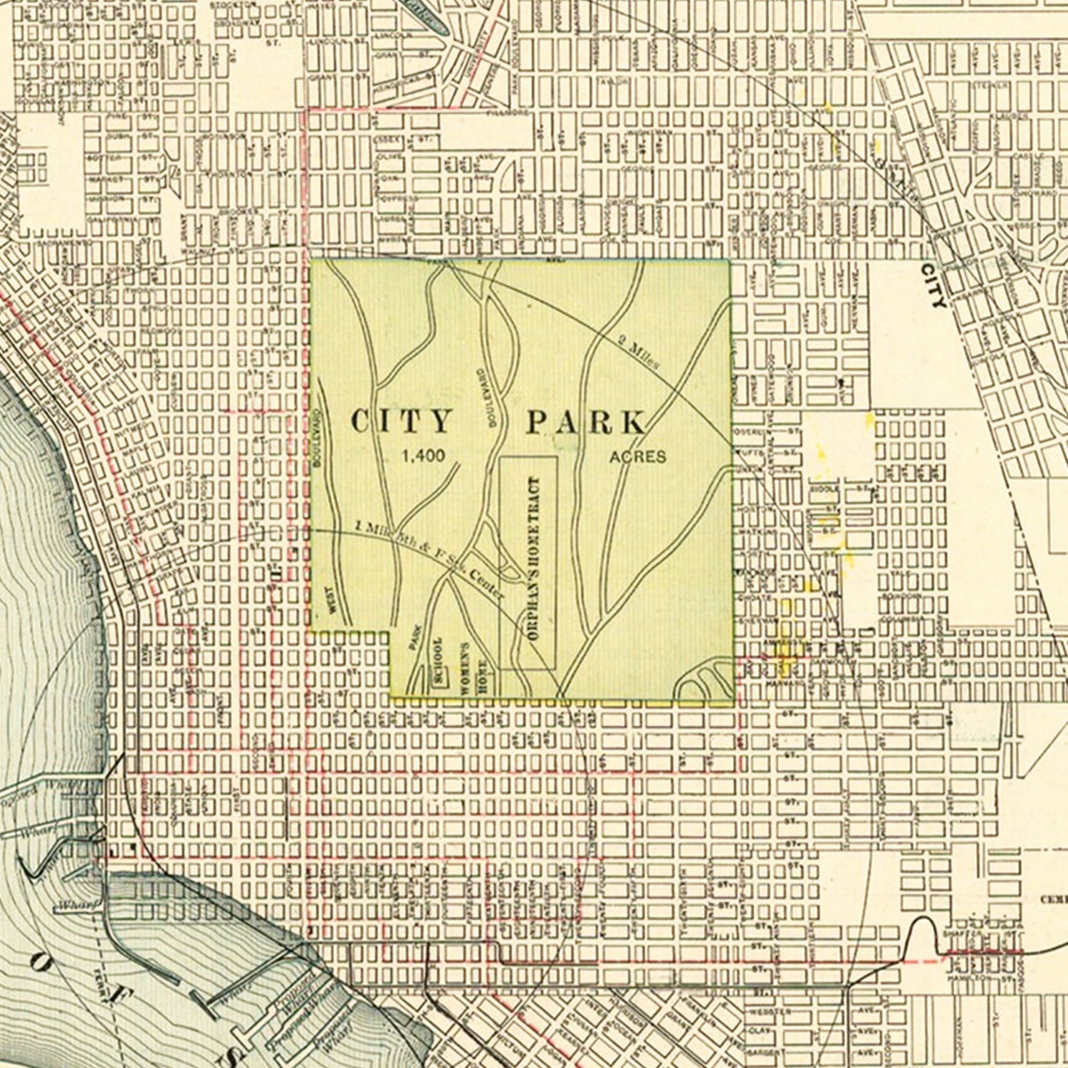Vintage Map of San Diego, California 1902