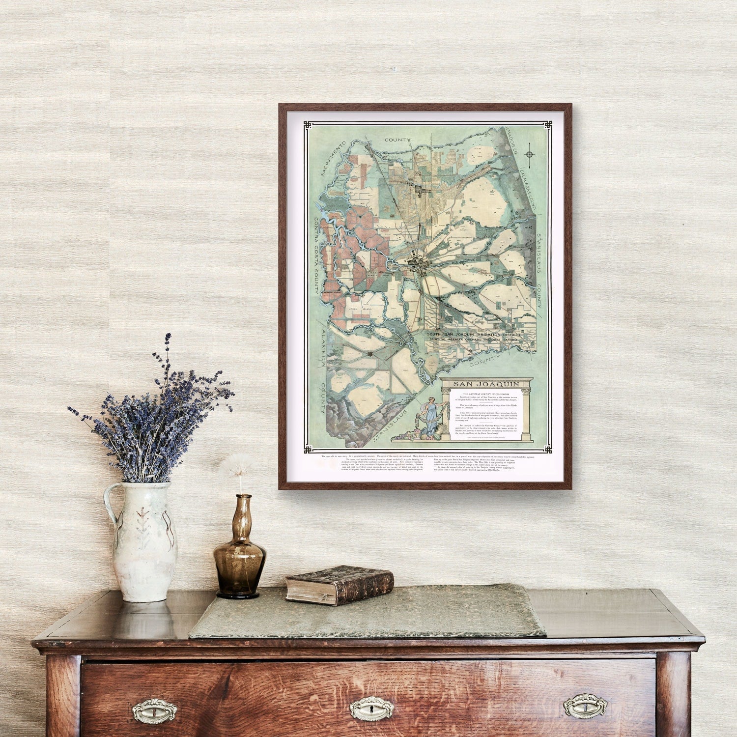 Vintage Map of San Joaquin, California 1910