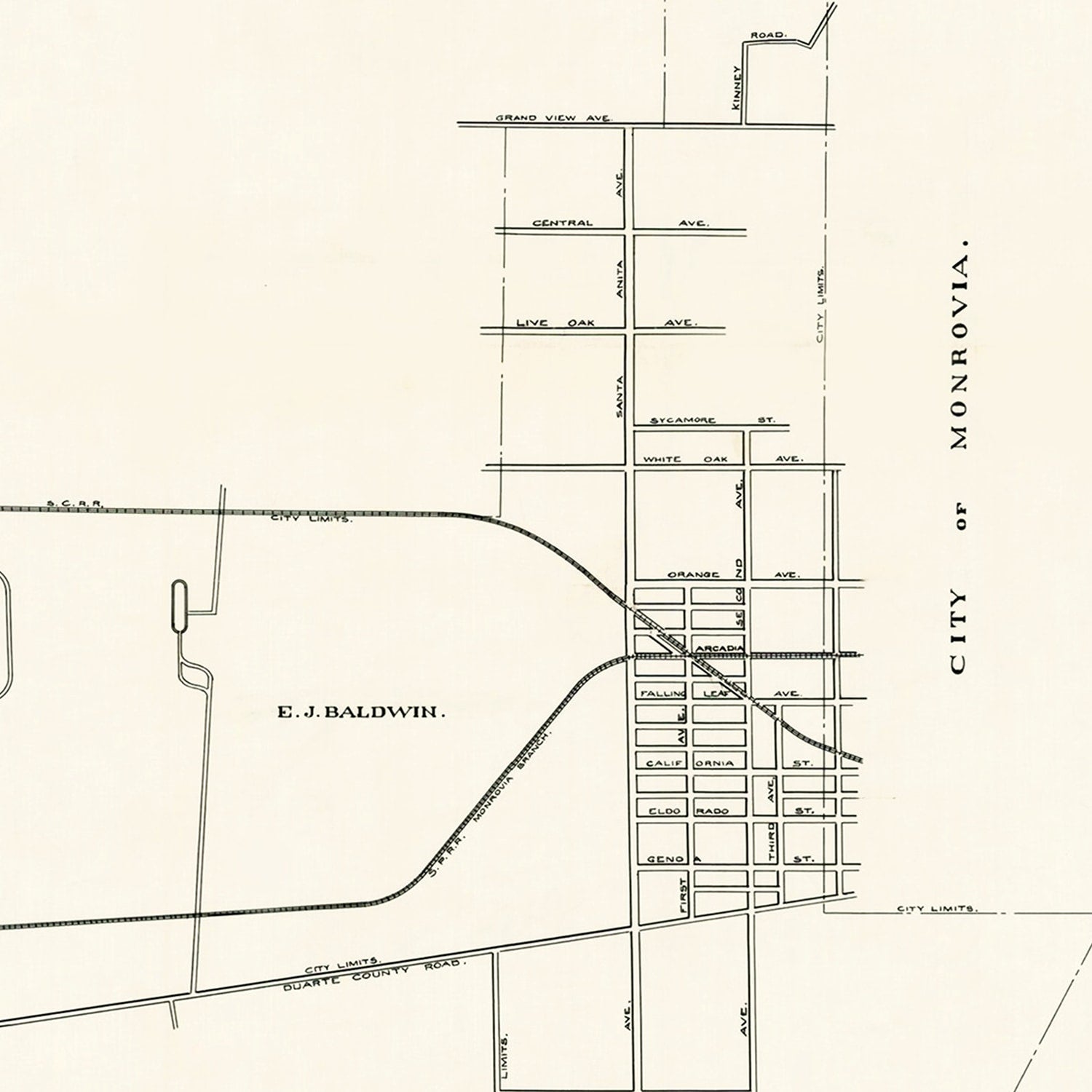 Vintage Map of Arcadia, California 1910