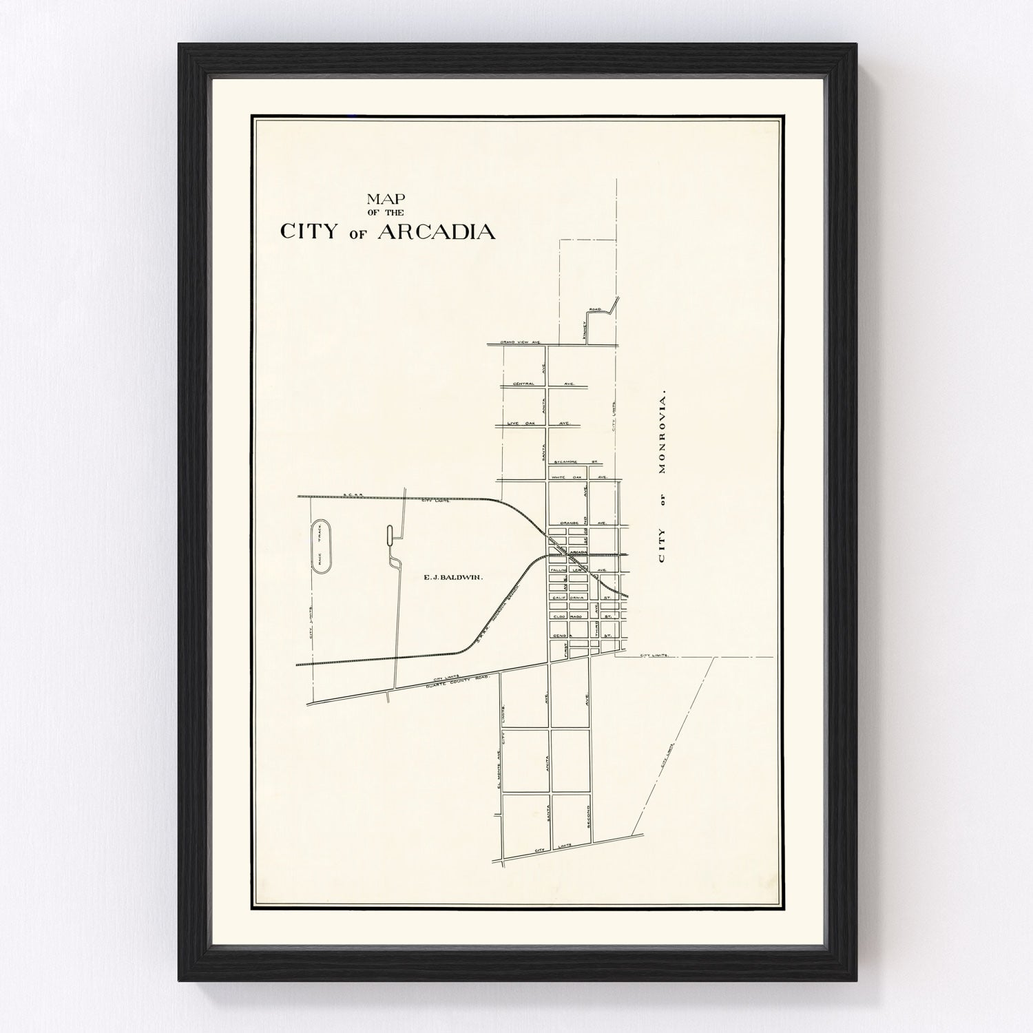 Vintage Map of Arcadia, California 1910