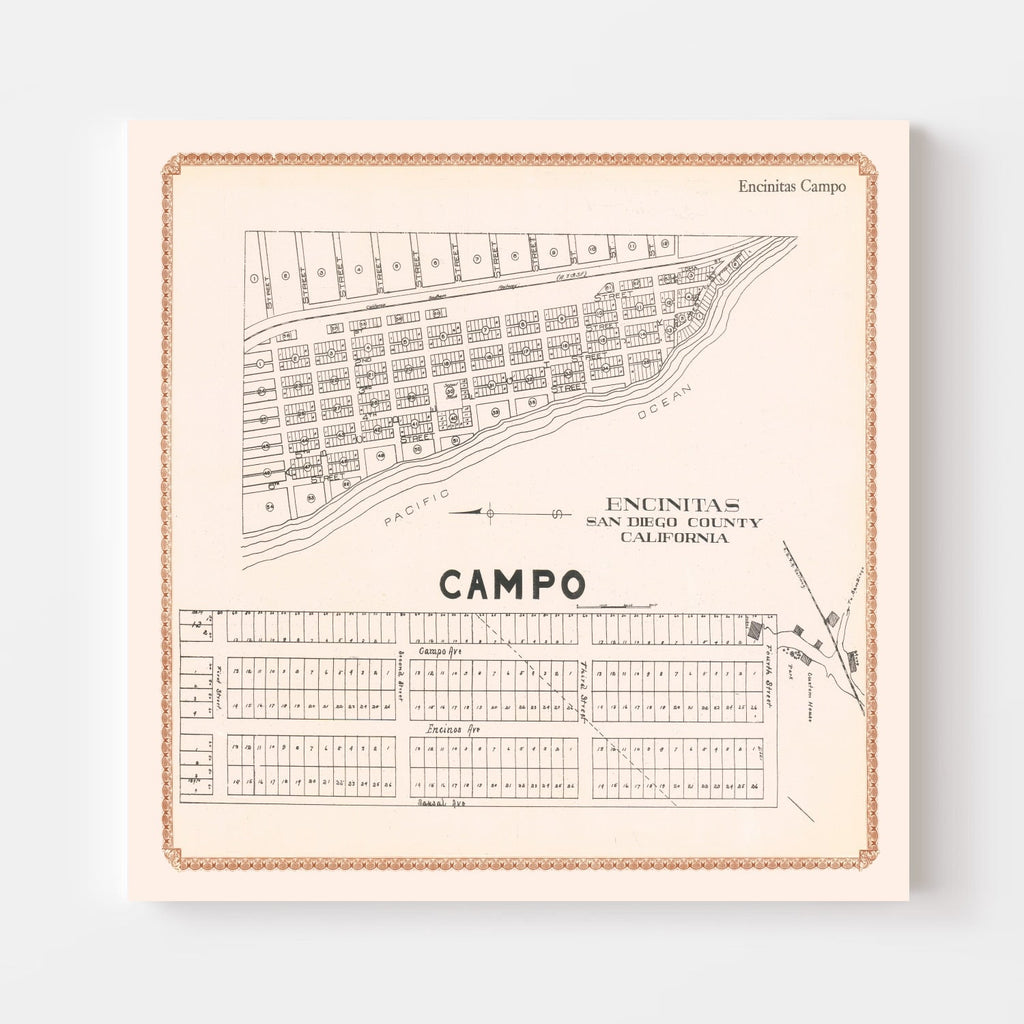Vintage Map of Encinitas, California 1912