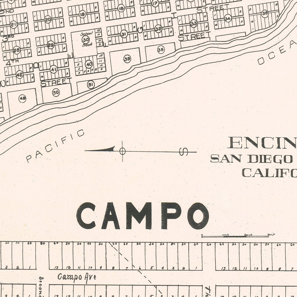 Vintage Map of Encinitas, California 1912
