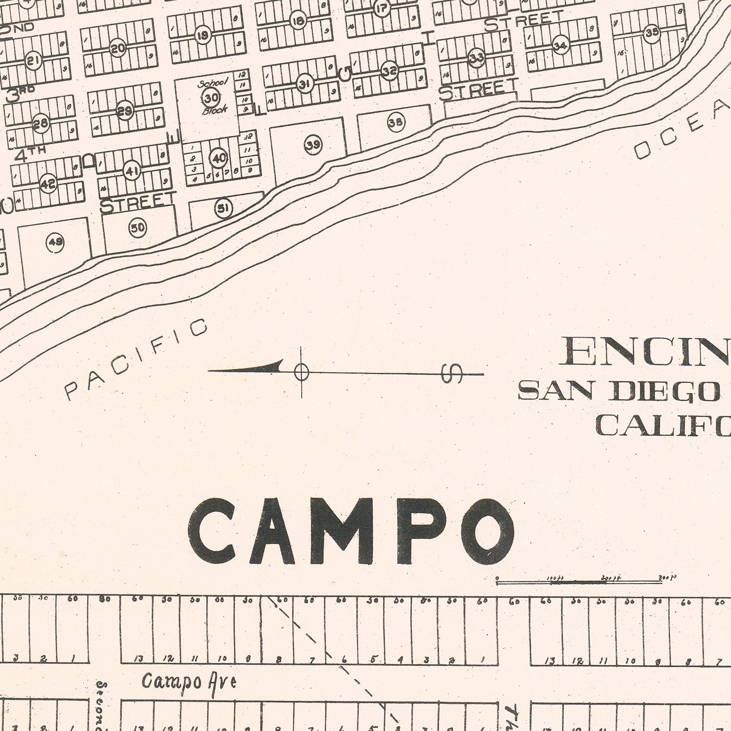 Vintage Map of Encinitas, California 1912