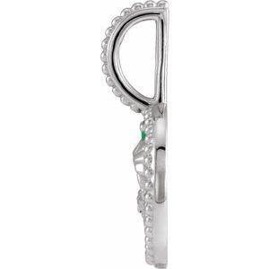 14K White Gold Natural Emerald & .005 CTW Natural Diamond Aries Charm/Pendant – image 3