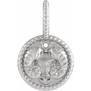 Platinum 2 mm Round Aries Accented Zodiac Charm/Pendant Mounting