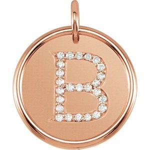 14K Rose Gold 1/8 CTW Natural Diamond Posh Mommy® Initial B Pendant