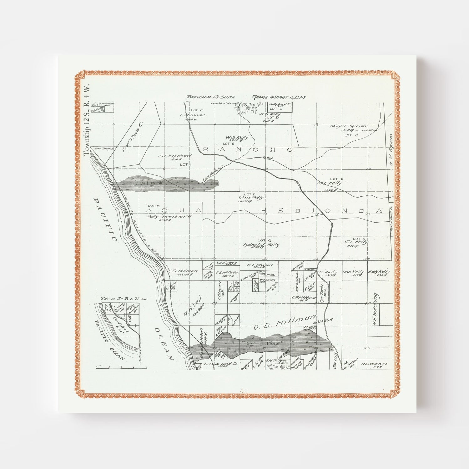 Vintage Map of Carlsbad, California 1912