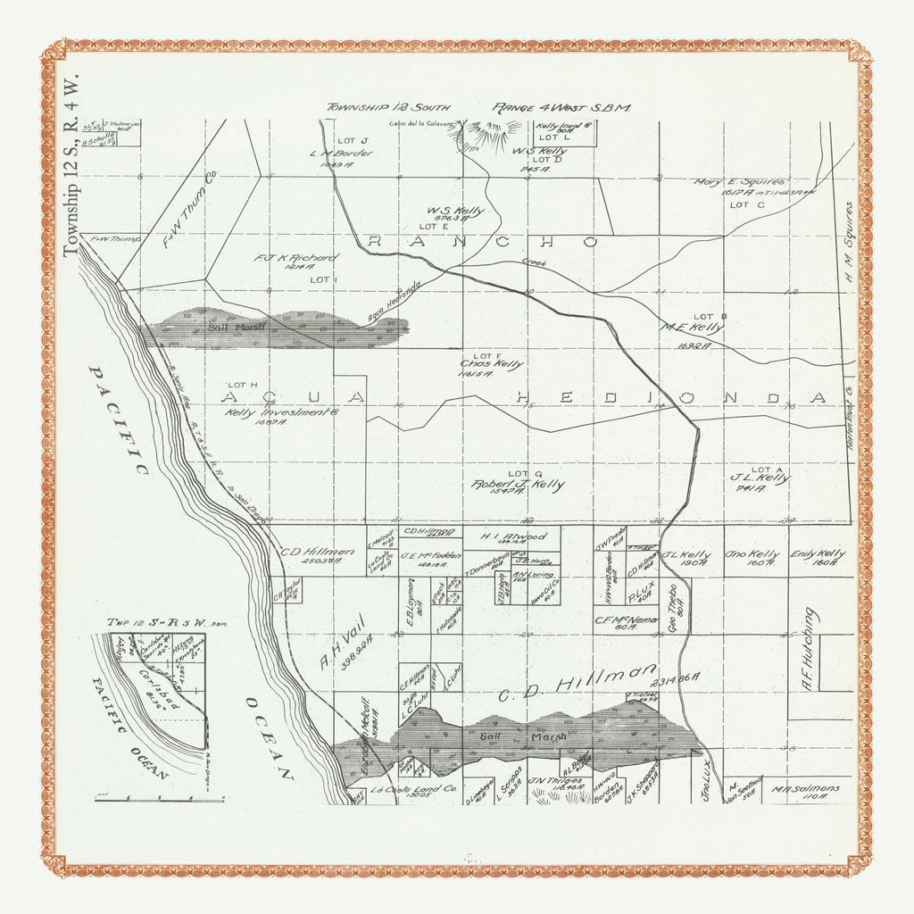 Vintage Map of Carlsbad, California 1912