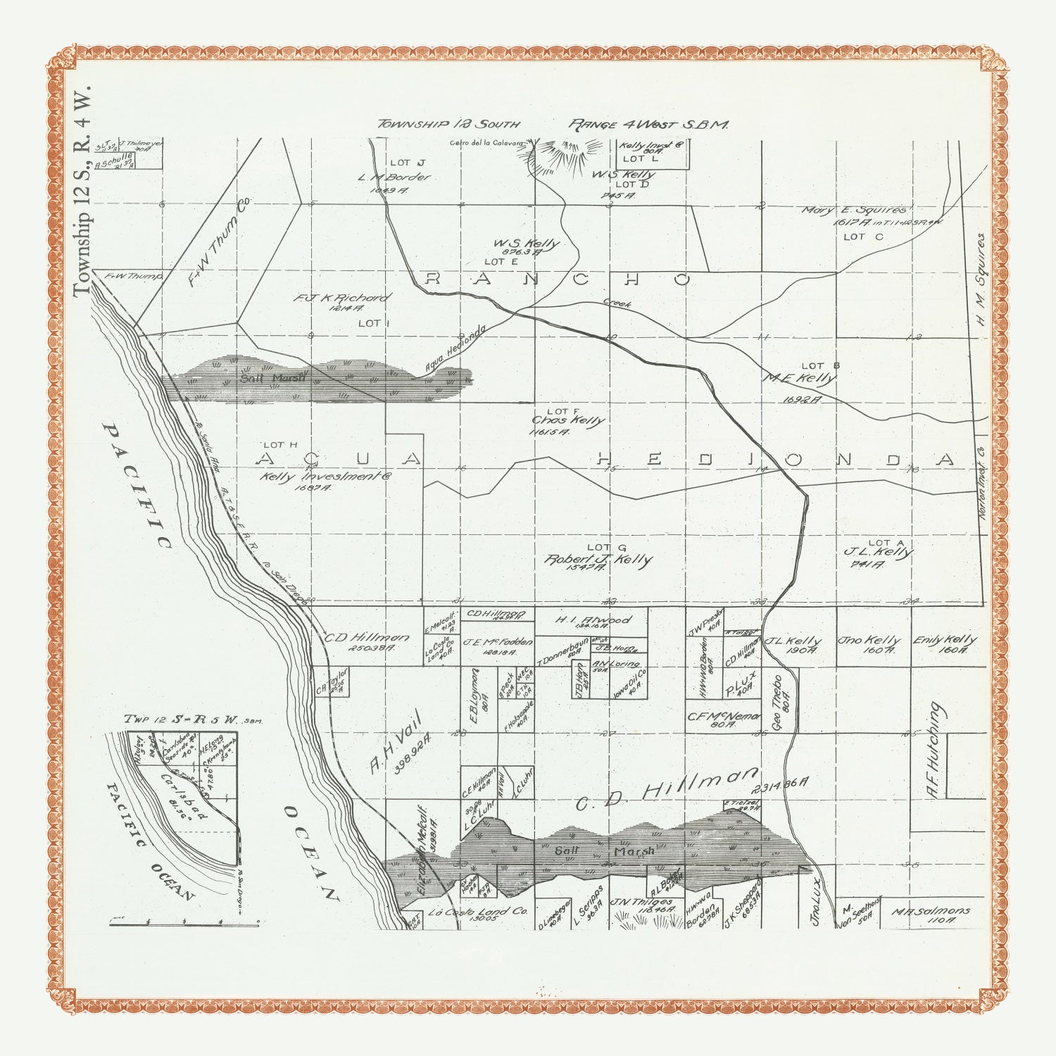 Vintage Map of Carlsbad, California 1912
