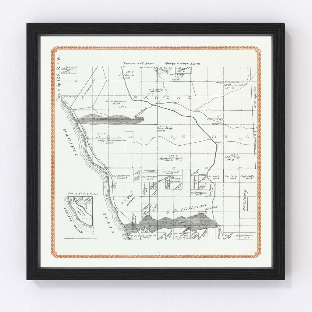Vintage Map of Carlsbad, California 1912