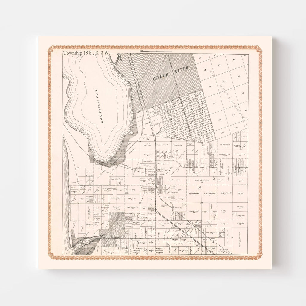 Vintage Map of Chula Vista, California 1912