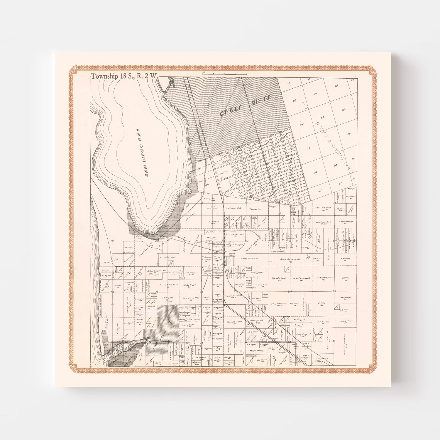 Vintage Map of Chula Vista, California 1912