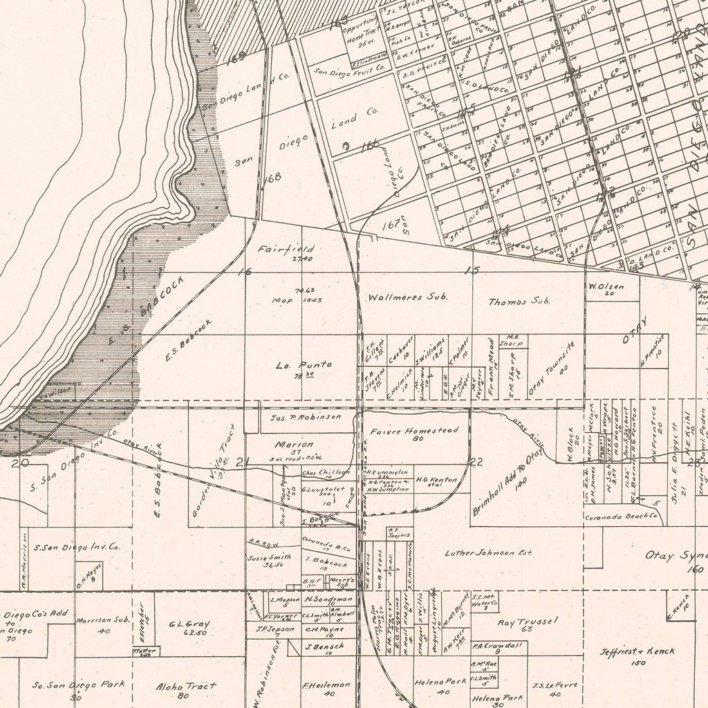 Vintage Map of Chula Vista, California 1912