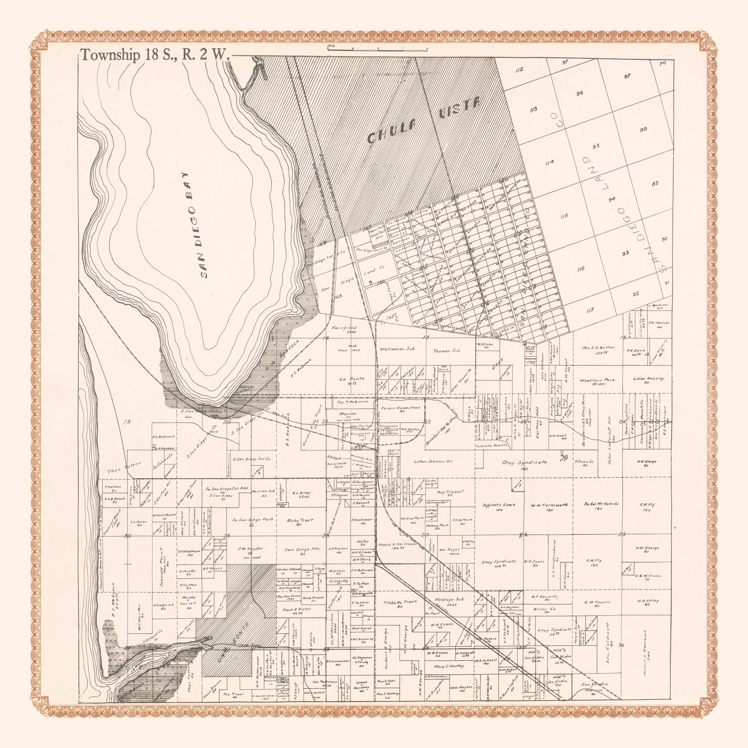 Vintage Map of Chula Vista, California 1912