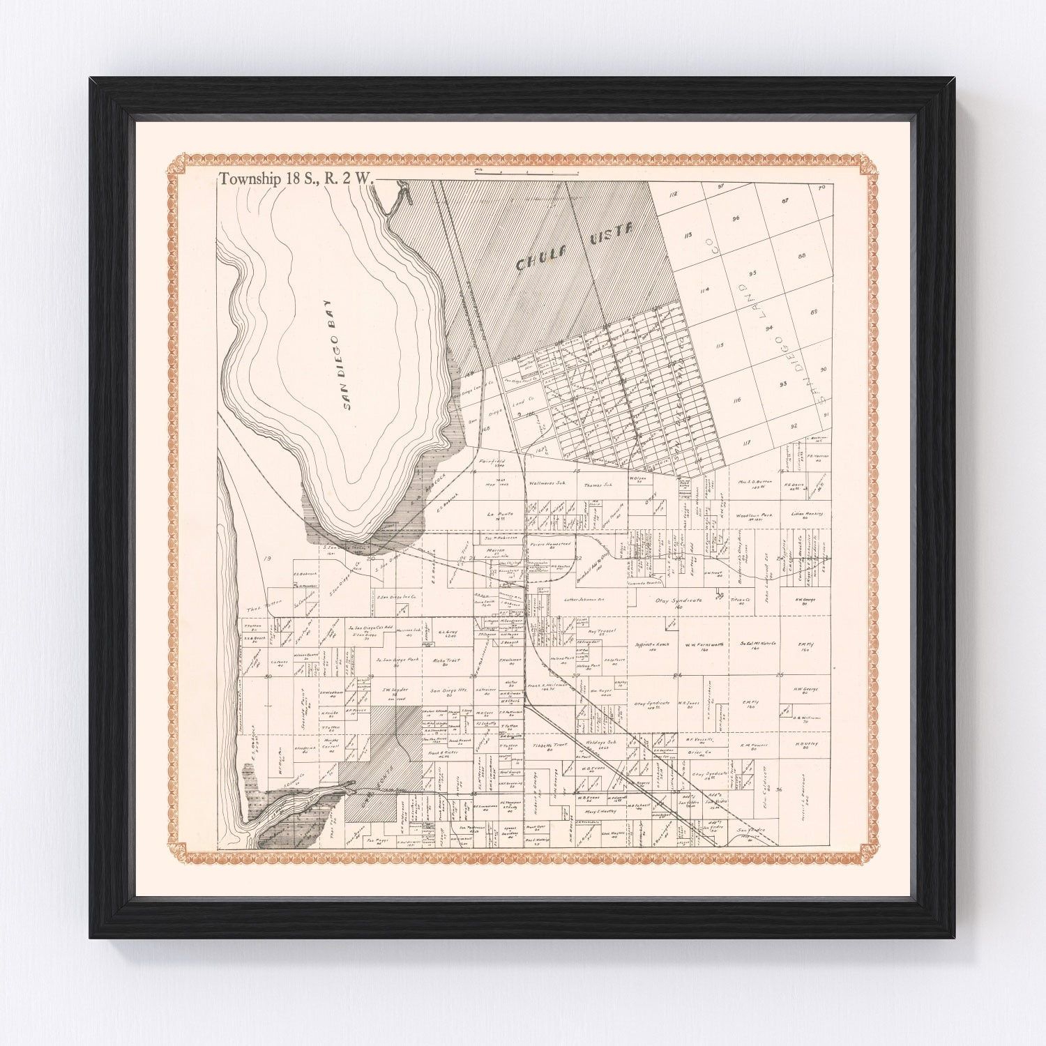 Vintage Map of Chula Vista, California 1912