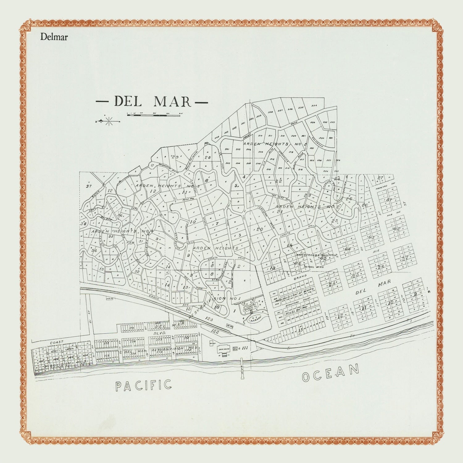 Vintage Map of Del Mar, California 1912