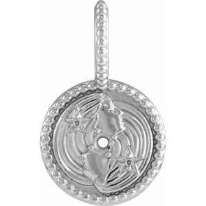 14K White Gold 2 mm Round Gemini Accented Zodiac Charm/Pendant Mounting