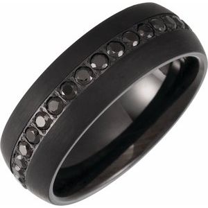 Tungsten Black PVD 8 mm Imitation Black Zircon Comfort-Fit Band Size 9