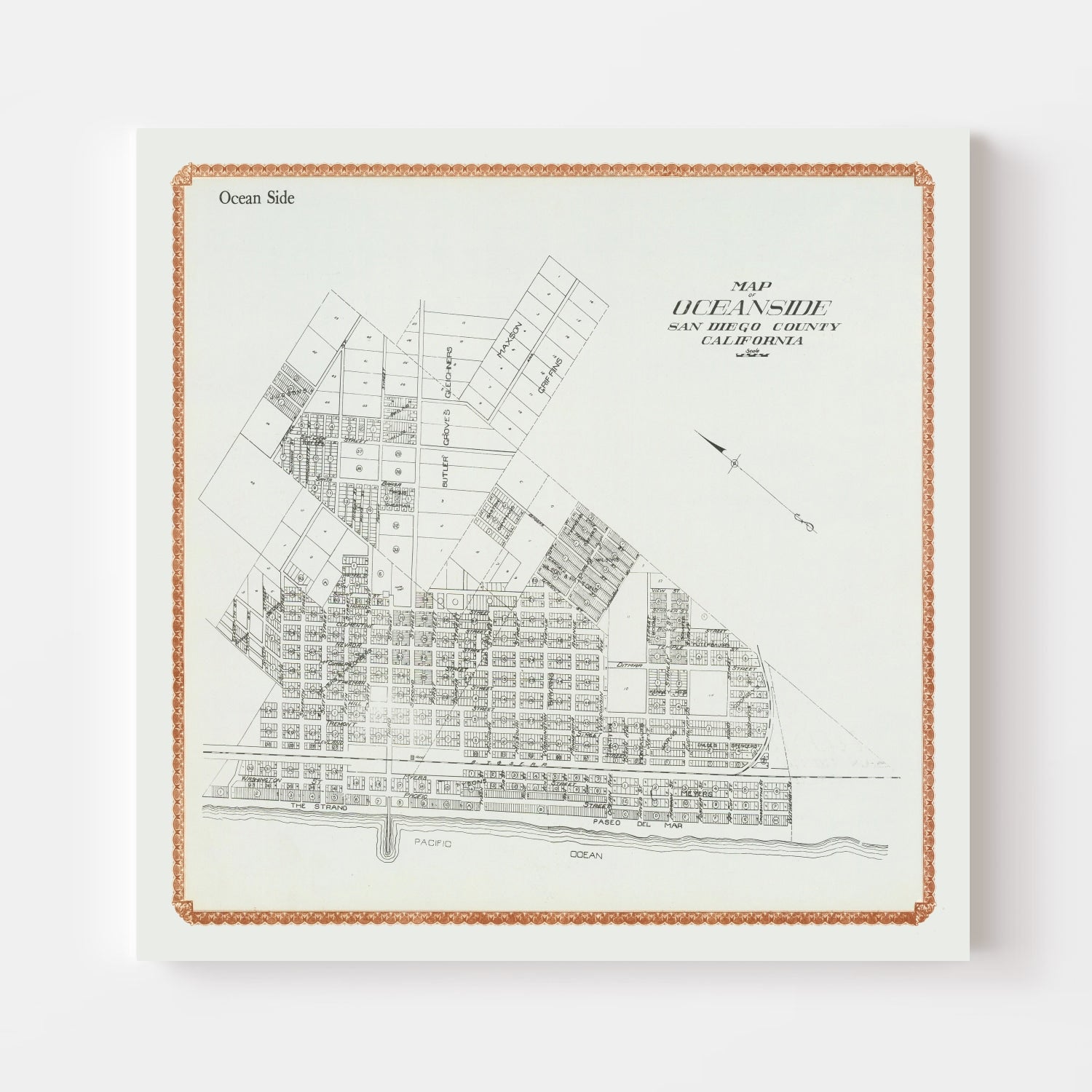 Vintage Map of Oceanside, California 1912
