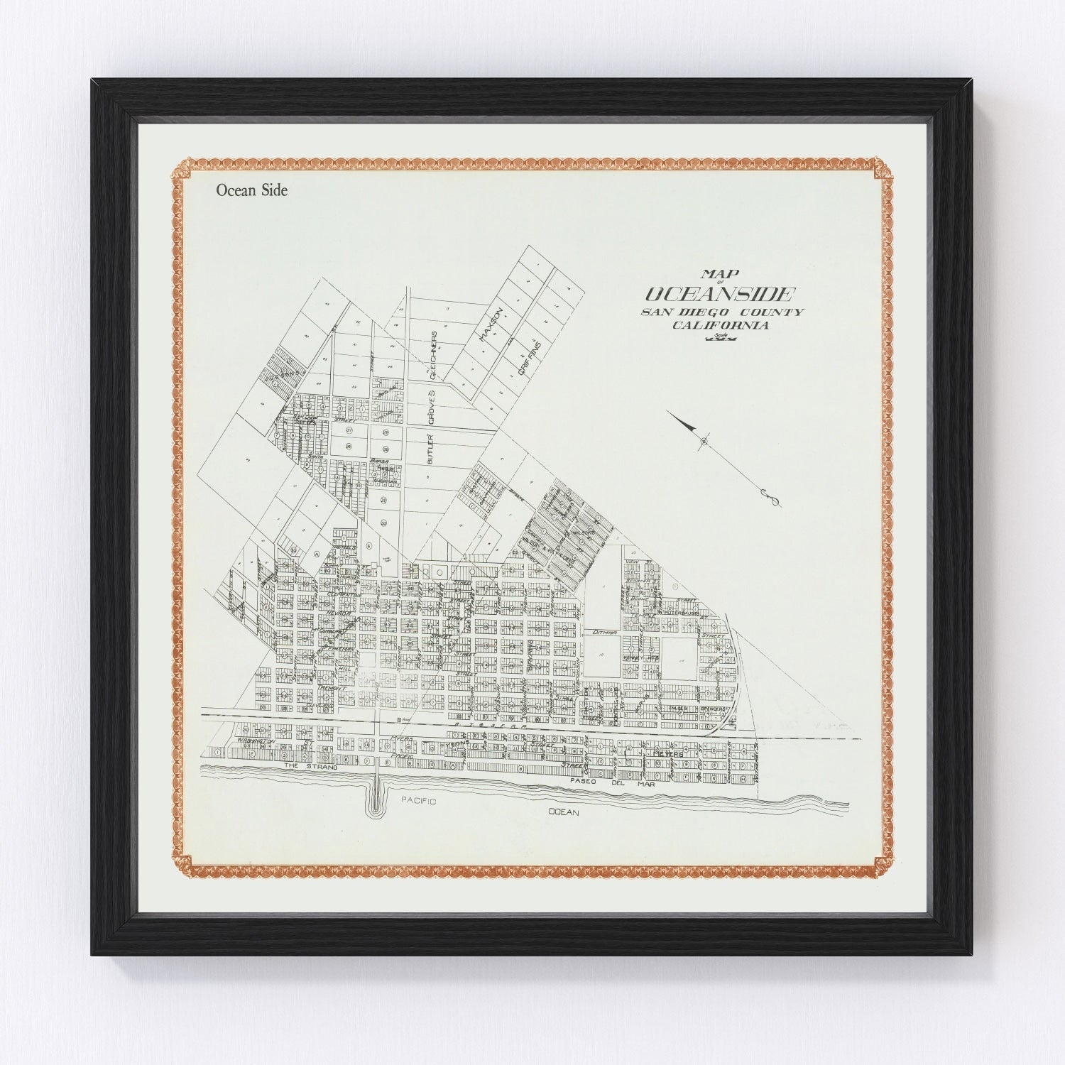 Vintage Map of Oceanside, California 1912
