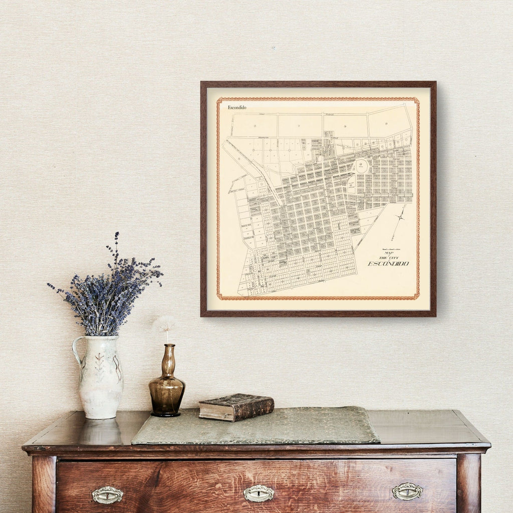 Vintage Map of Escondido, California 1912