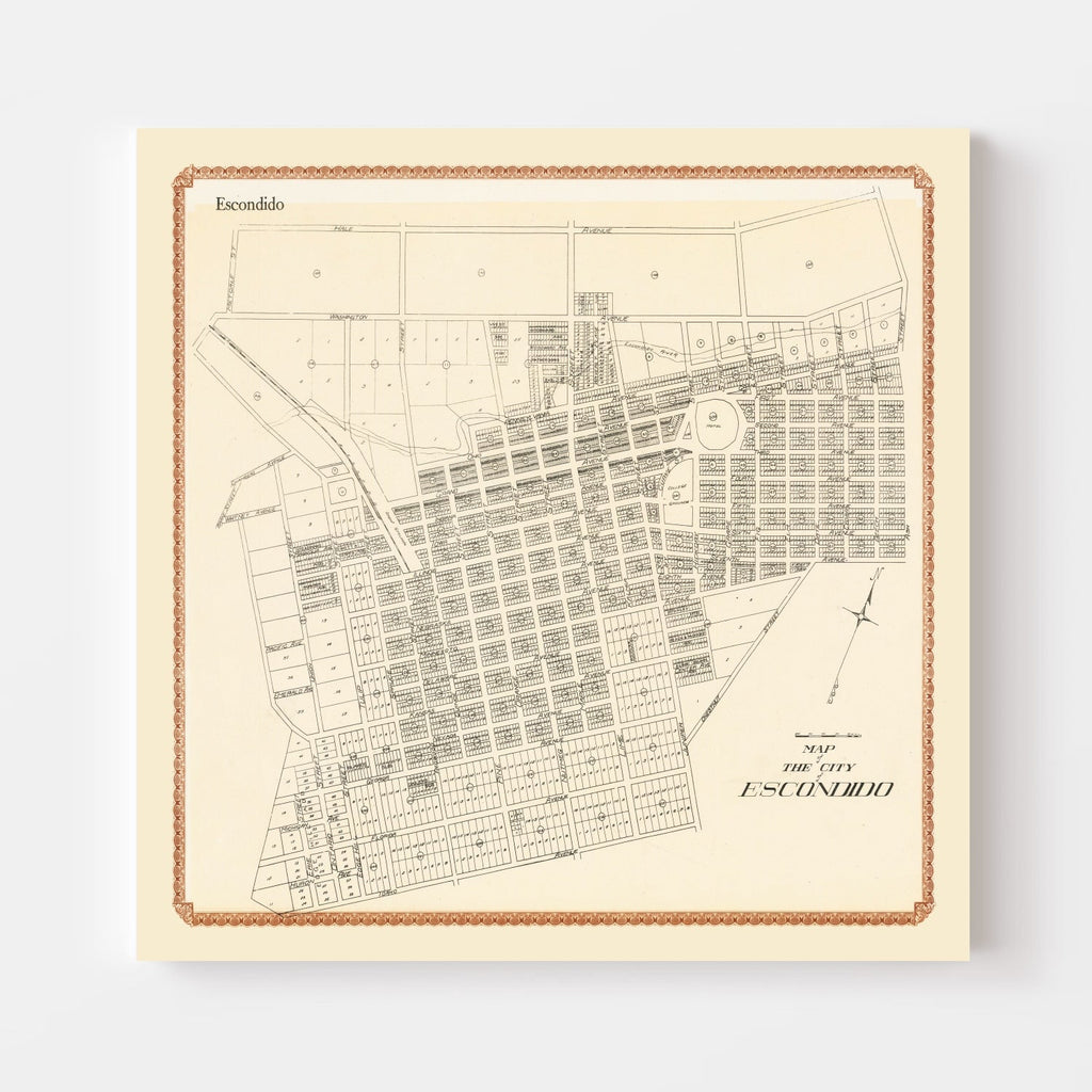 Vintage Map of Escondido, California 1912