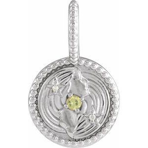 Platinum Natural Peridot & .005 CTW Natural Diamond Gemini Charm/Pendant