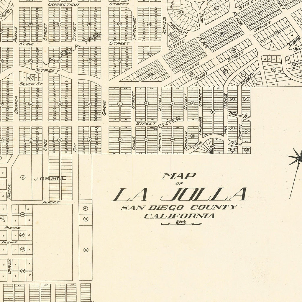 Vintage Map of La Jolla, California 1912