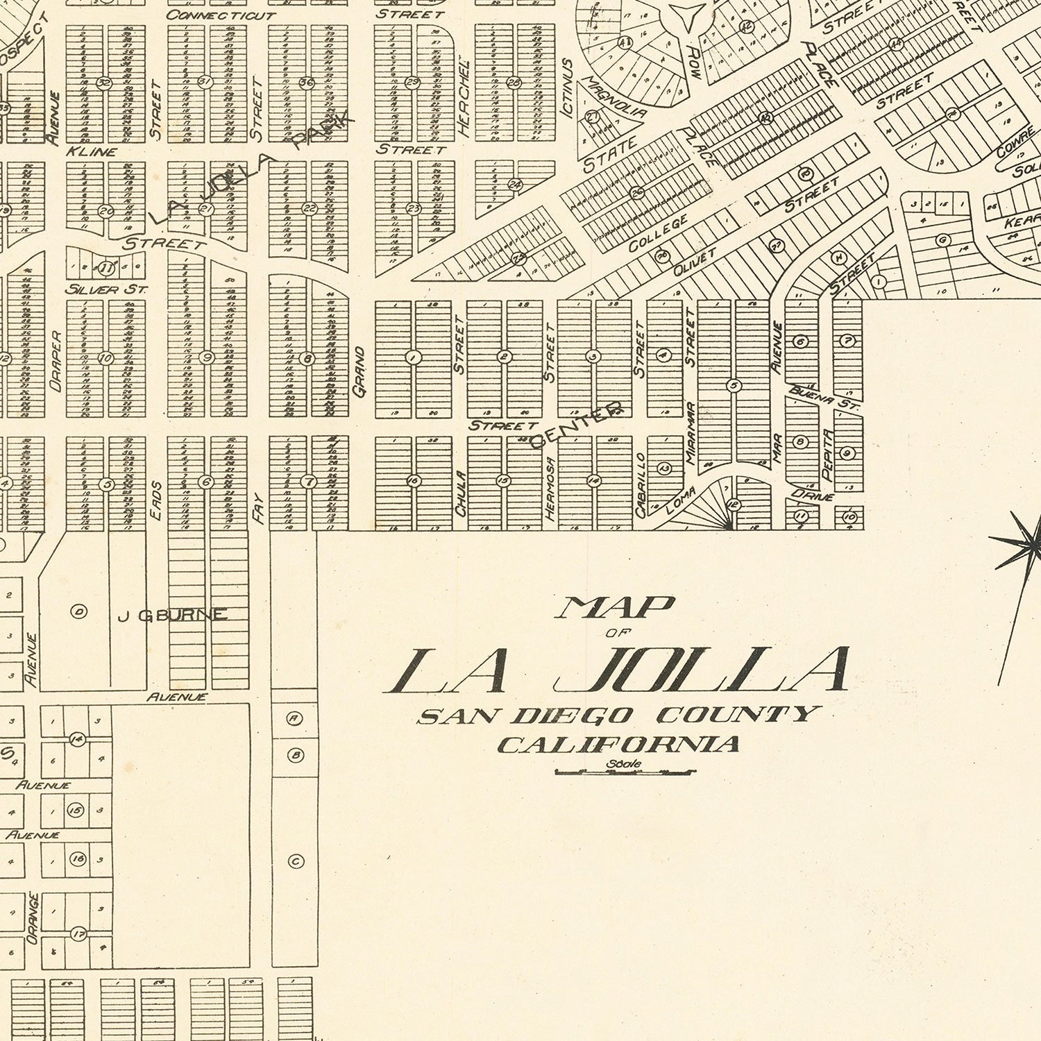 Vintage Map of La Jolla, California 1912
