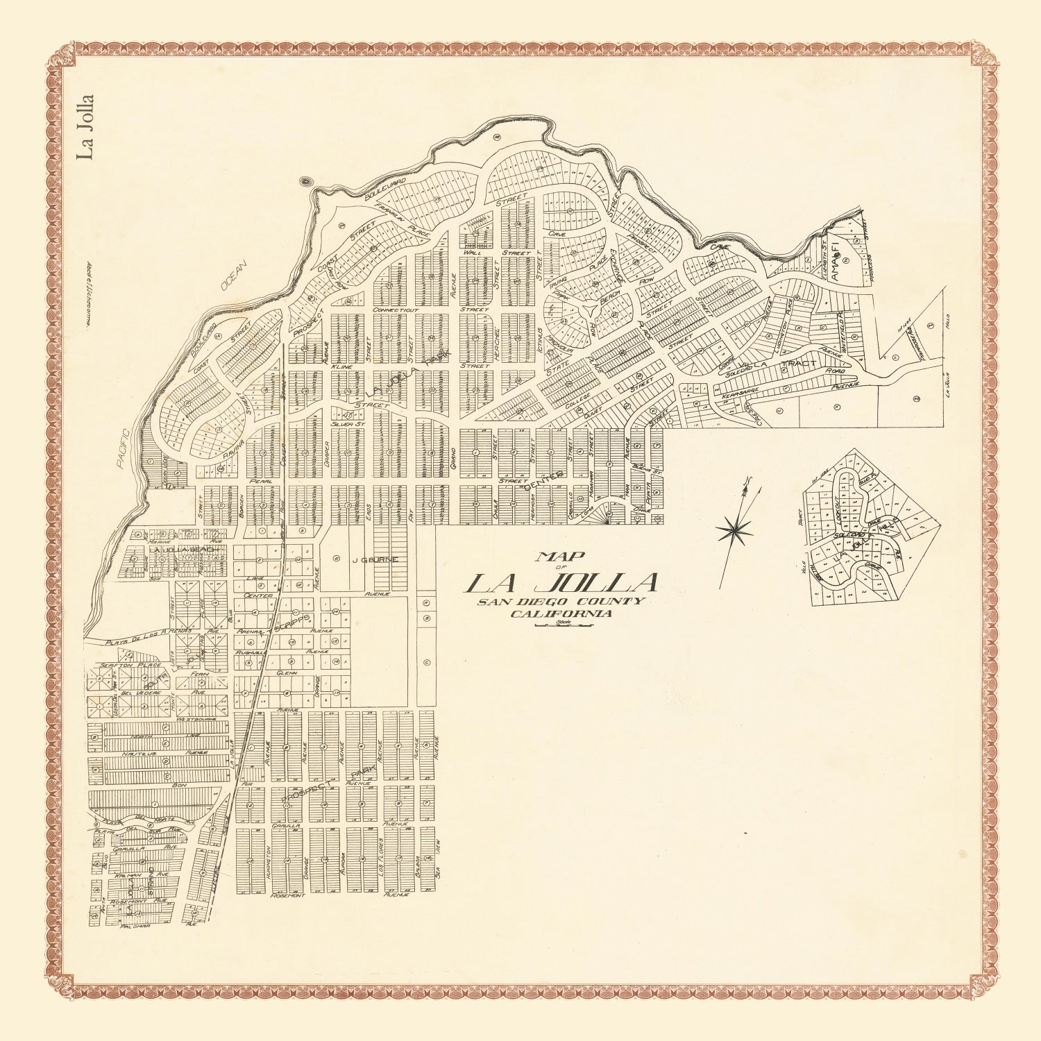 Vintage Map of La Jolla, California 1912