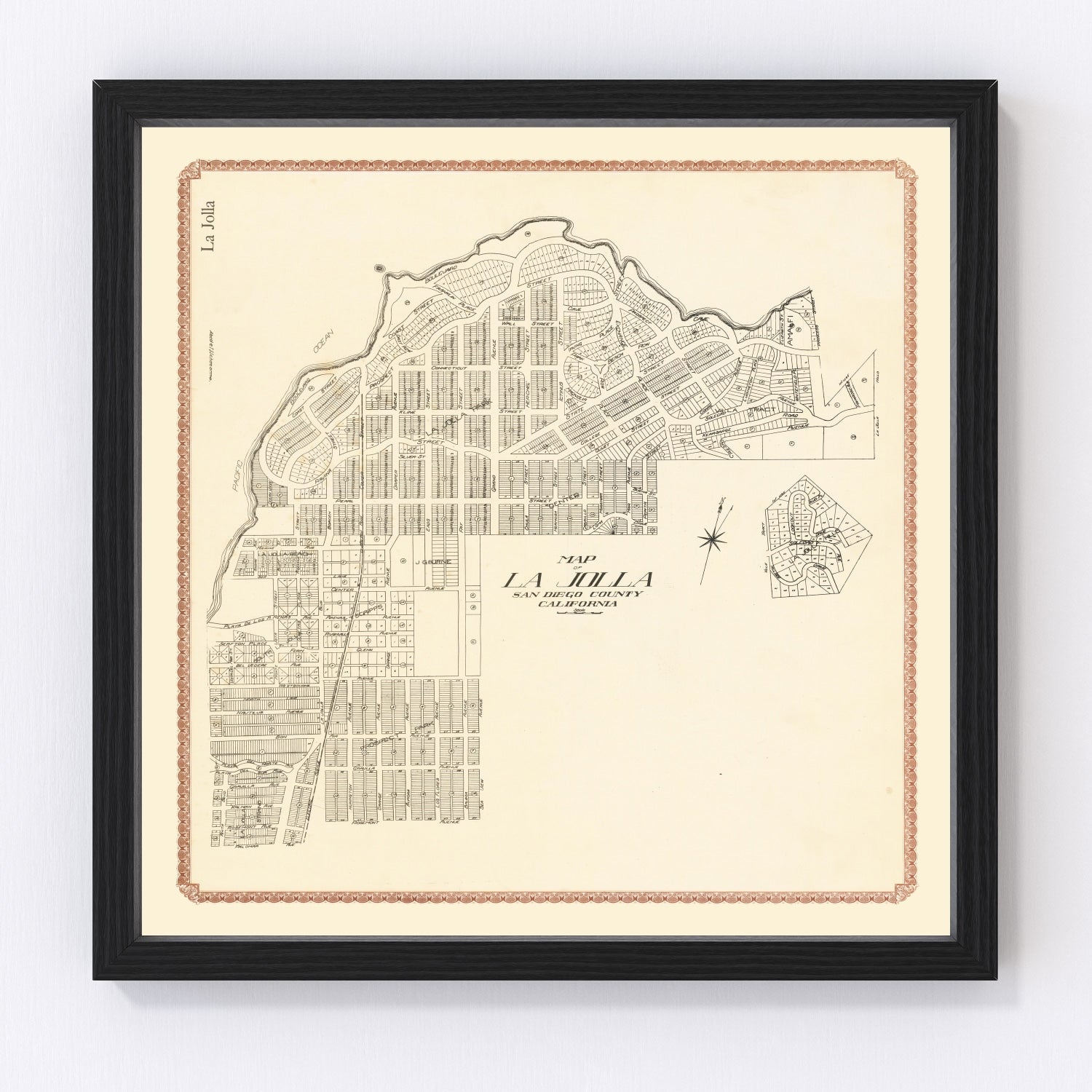 Vintage Map of La Jolla, California 1912