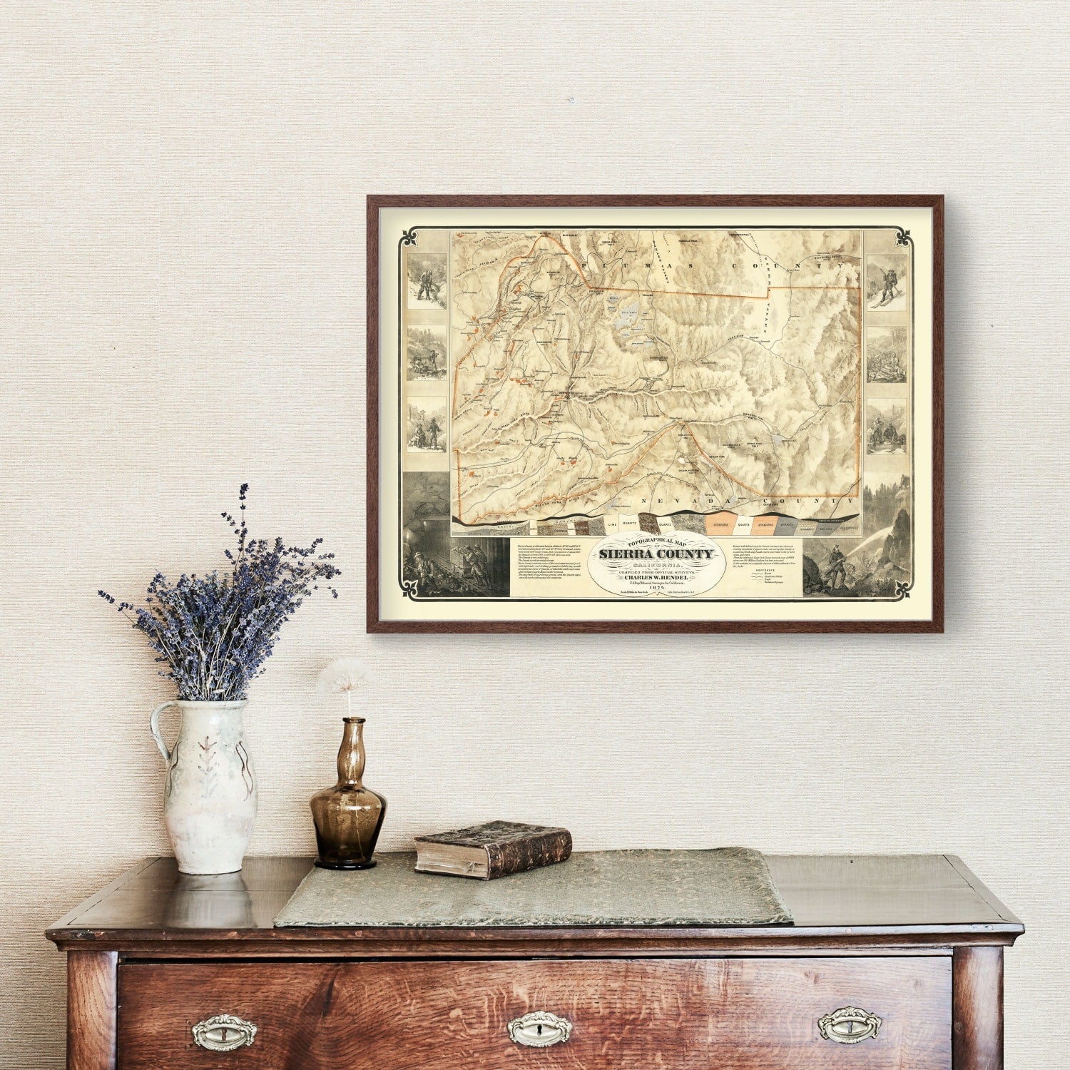 Vintage Map of Sierra County, California 1874