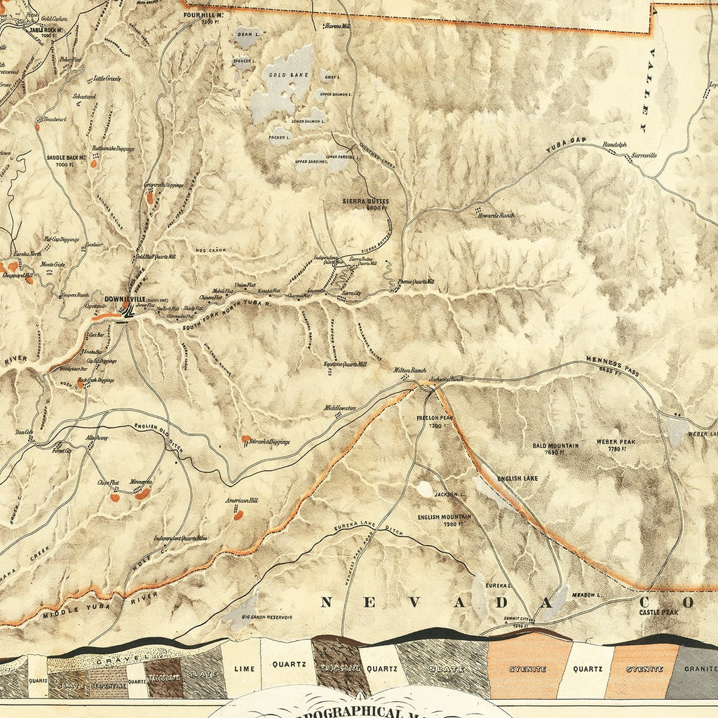 Vintage Map of Sierra County, California 1874