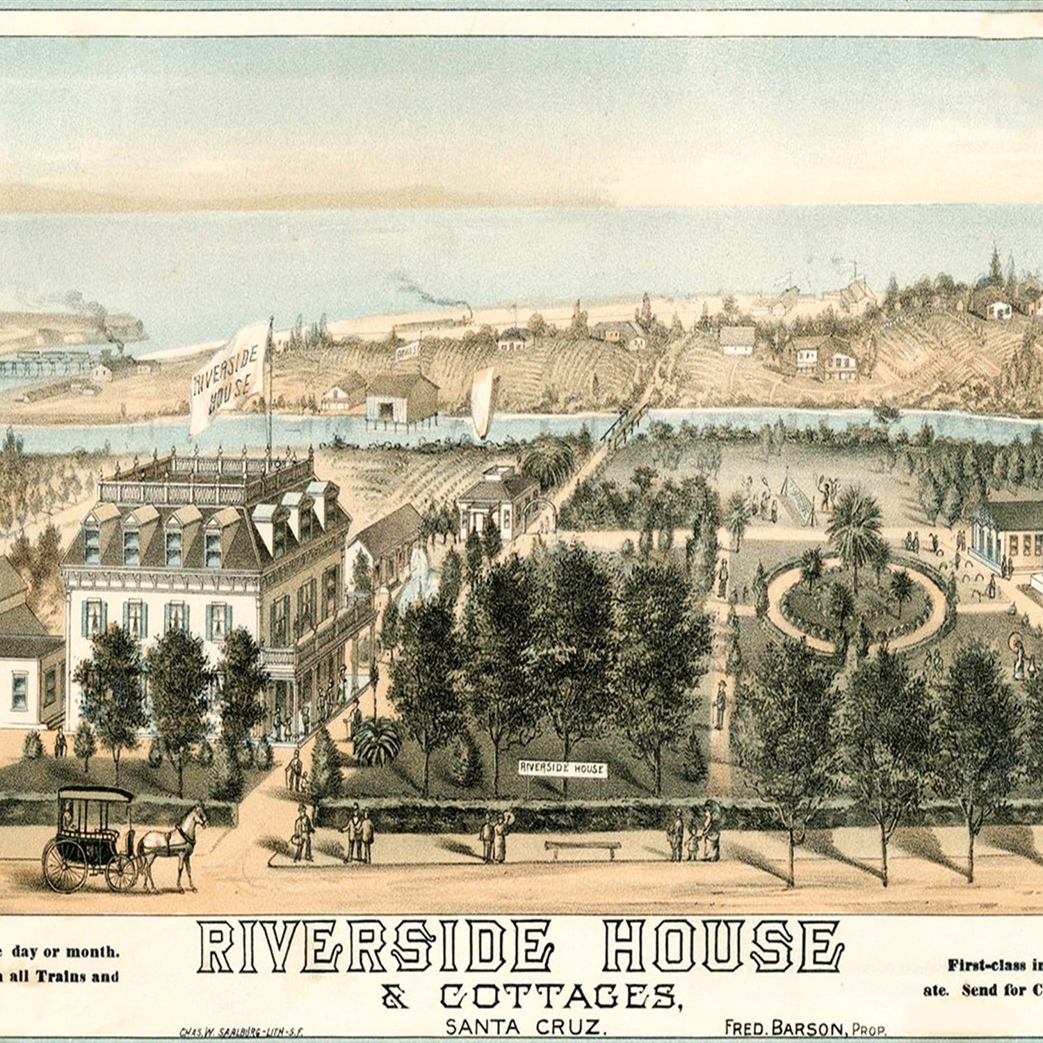 Vintage Map of Santa Cruz, California 1878