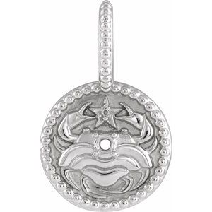 Sterling Silver 2 mm Round Cancer Accented Zodiac Charm/Pendant Mounting