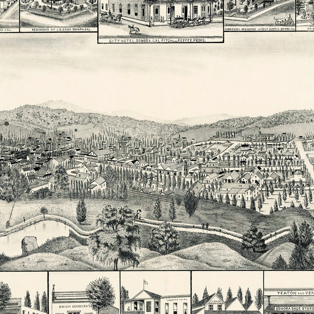 Vintage Map of Sonora, California 1880