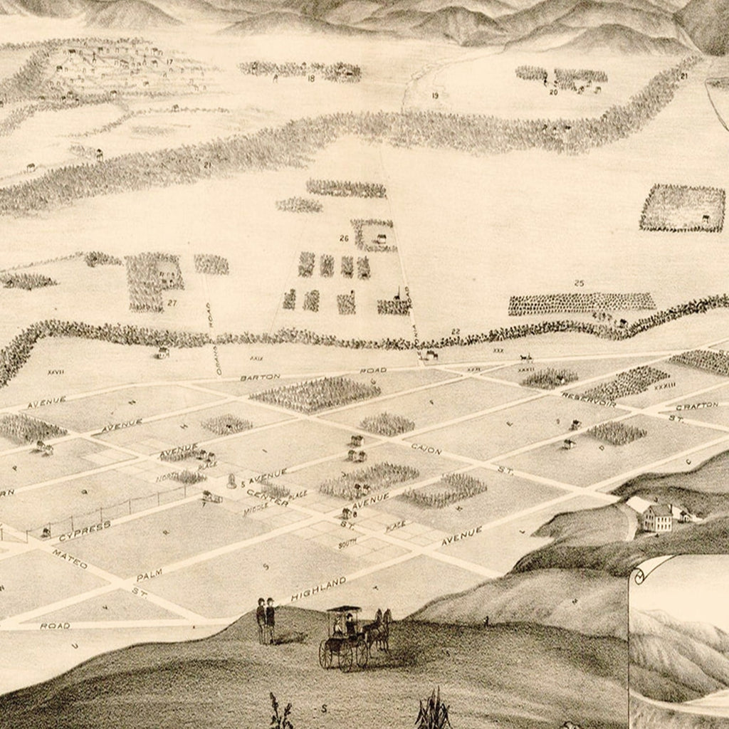 Vintage Map of Redlands, California 1882